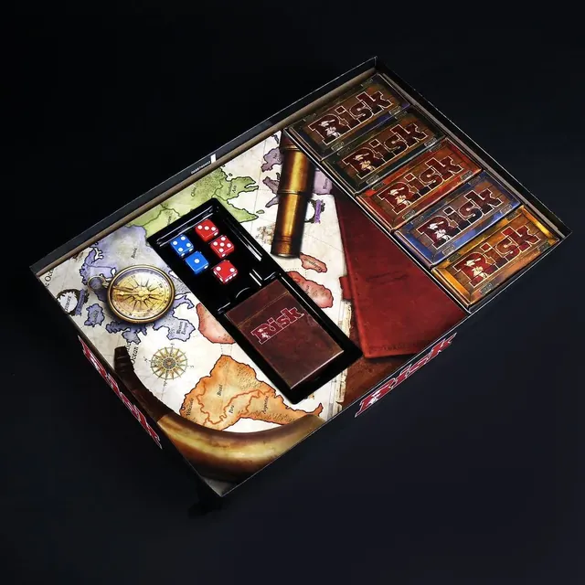The box insert holding the war crates, dice and cards