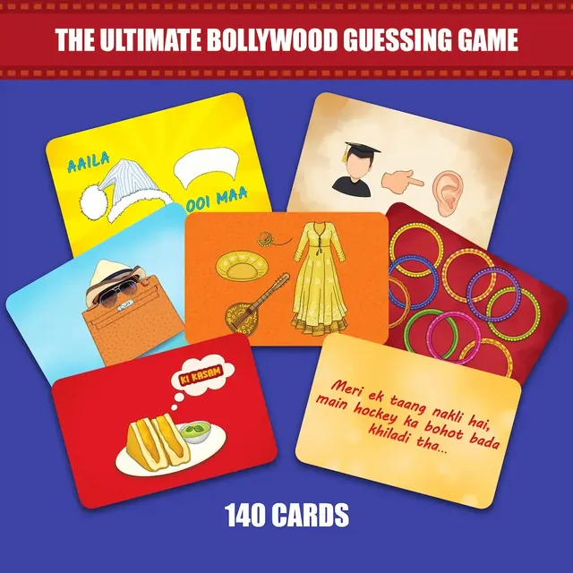 Colourful picture-clue cards for films, songs and characters, with a label saying 140 cards