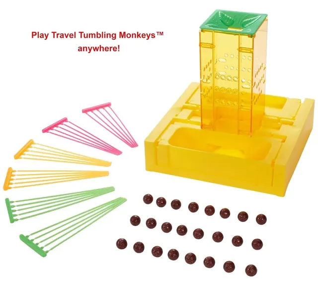 The yellow base with its orange tree, three sets of coloured sticks and the brown monkey pieces
