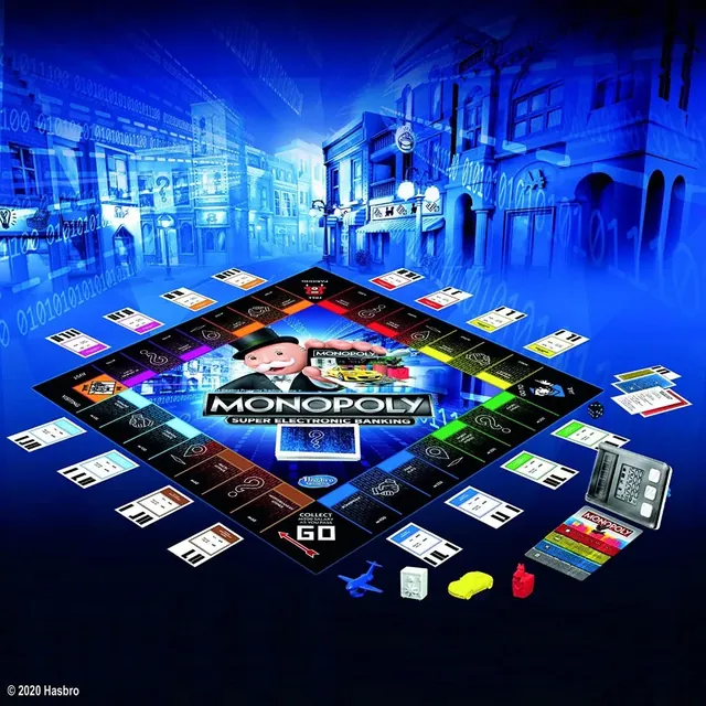 The Super Electronic Banking board set up with the banking unit, tokens and cards