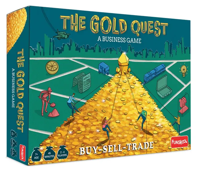 The Gold Quest box seen from an angle