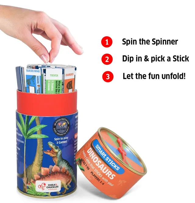 How to play: spin the spinner, dip in and pick a stick, and let the fun unfold