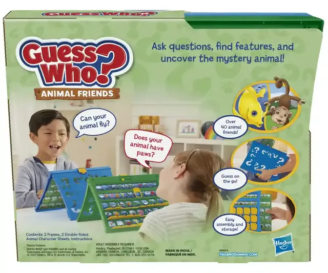 The back of the Guess Who? Animal Friends box