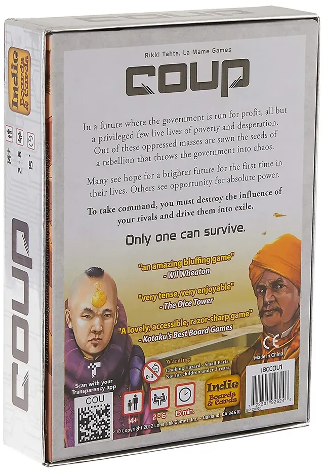 The back of the Coup box