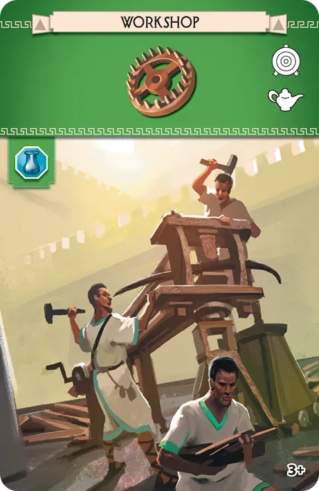 A green Workshop card showing carpenters at work