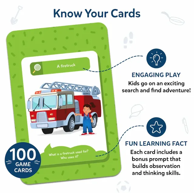 A green clue card that reads A firetruck, with a picture of a fire engine and a bonus question