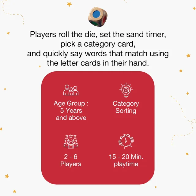 GiniMini's key-facts picture: for 5 years and above, 2 to 6 players, 15 to 20 minutes