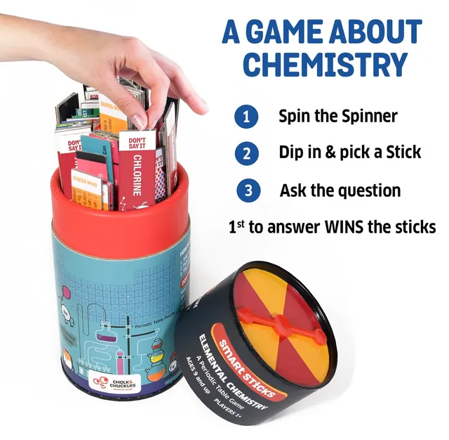How to play: spin the spinner, dip in and pick a stick, ask the question, and the first to answer wins the stick