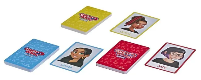 Red, blue and yellow card decks with face cards beside them