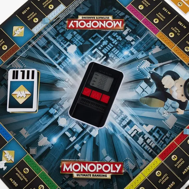 The centre of the board, with the banking unit and a stack of Event cards