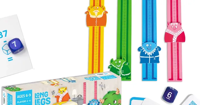The four rulers standing in front of the box, with a card and dice
