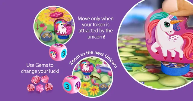 Banner: move only when your token is attracted by the unicorn, and use gems to change your luck