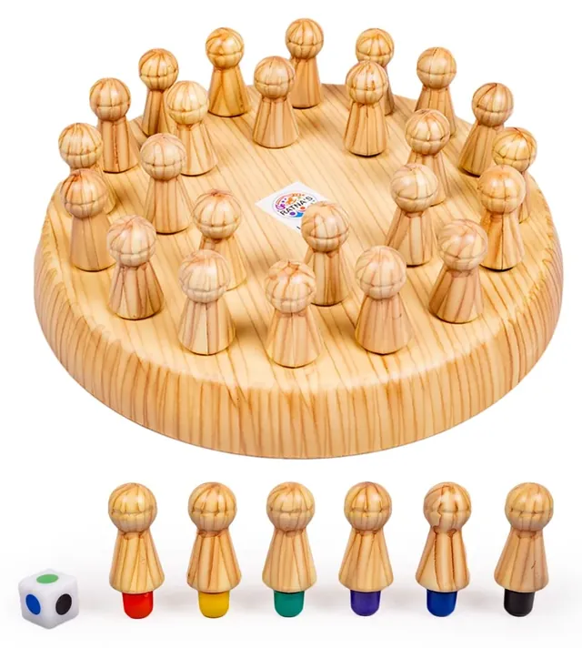 The board full of pawns, with a row of pawns in front showing their coloured bases