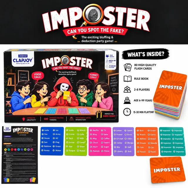 Clapjoy's 'What's inside' picture: 80 flash cards and a rule book, for 2-8 players aged 6 to 99
