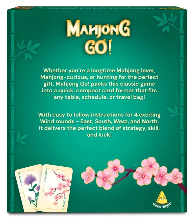 The back of the green box, with a short description and flower and season cards