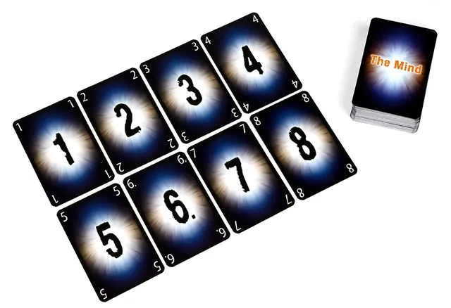 Level cards 1 to 8 laid out in two rows next to the deck