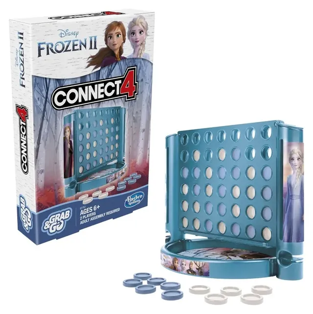 The Frozen 2 box beside the travel grid with white and blue checkers
