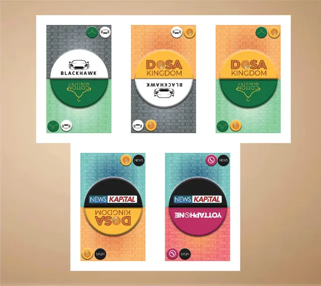Five share cards, each showing two companies such as Dosa Kingdom, Blackhawk and News Kapital