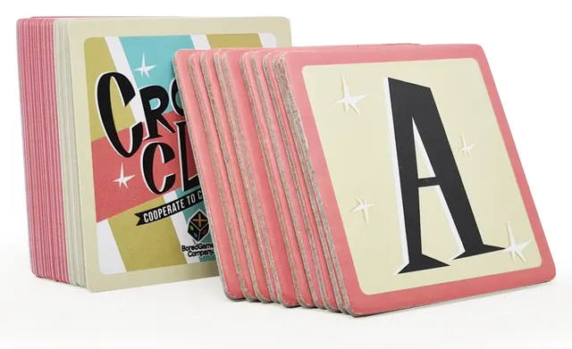 A stack of square axis tiles showing the letter A beside the box