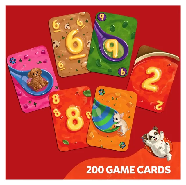Pups in a Soup cards: number cards 6, 9, 2 and 8 and cards with pups in spoons and bowls