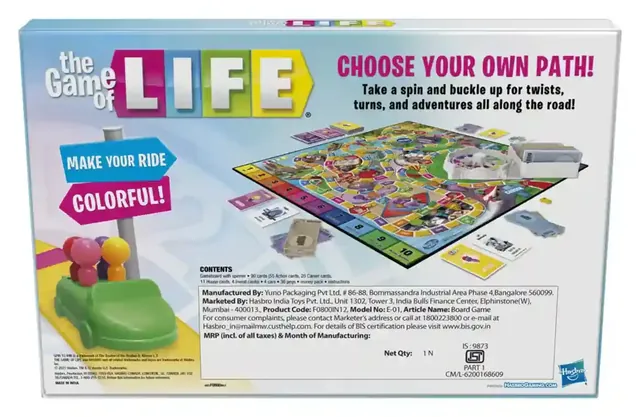 The back of The Game of Life box