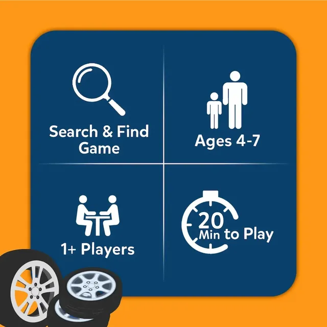 Panel reading Search and Find Game, ages 4-7, 1+ players and 20 minutes to play