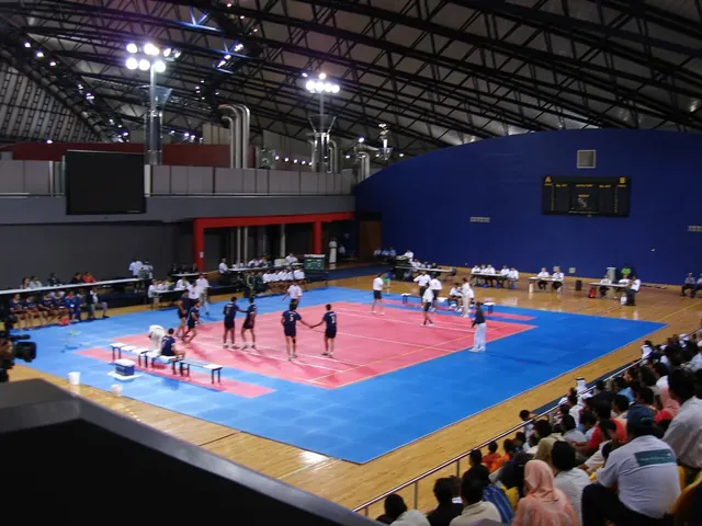 A kabaddi match in an indoor arena at the 2006 Asian Games in Doha