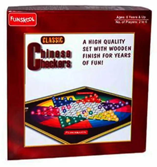 The Classic Chinese Checkers box, dark red, with a star board of coloured marbles on the front