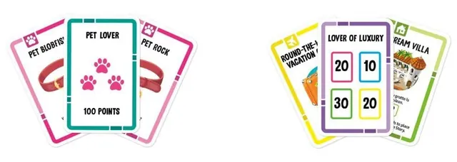 Pet Lover and Lover of Luxury Lifestyle cards with Choice cards beside them