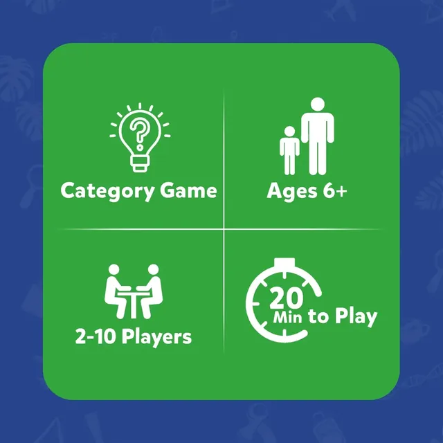 Panel reading category game, ages 6+, 2-10 players and 20 minutes to play