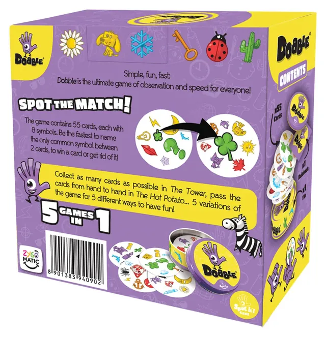 The back of the Funskool Dobble box