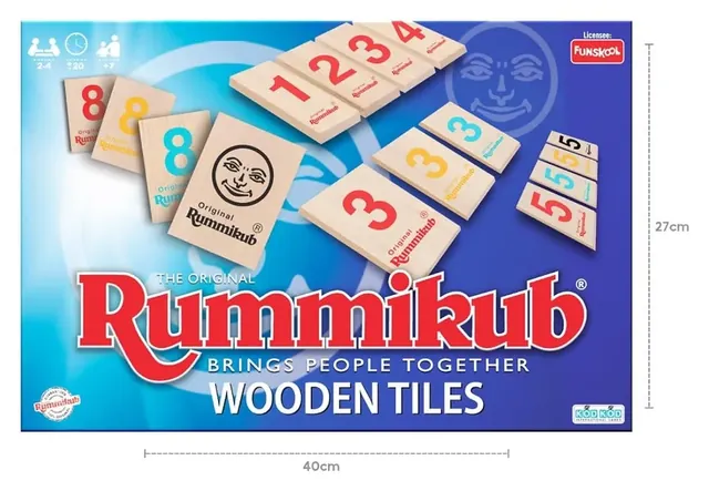 The Funskool Rummikub Wooden Tiles box